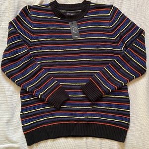 Men’s Striped Crewneck Novelty Knit Sweater